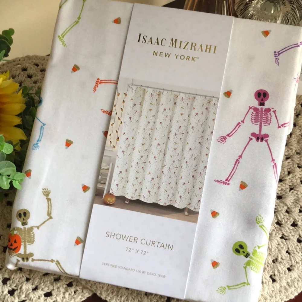 Isaac Mizrahi Colorful Halloween Skeleton Shower Curtain